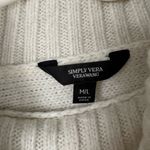 Vera Wang Simply Vera by  White Mixed Cable Knit Turtleneck Winter Poncho M/L Photo 3