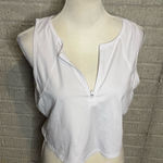 Hind Womens White Quarter Zip Crop Workout Tank Top Size‎ Large Photo 0