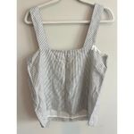 J.Crew NWT Striped Linen Blend Square Neck Tank Top Black White Size Medium Photo 6