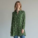 Anthropologie 11.1 TYLHO Green Ladybug Print Button Front Tunic - Small Photo 4