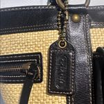 Coach  woven tote with black leather Photo 4