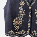 TanTrums Wool Floral Embroidered Vest Women's 70% Wool Cottagecore Boho 1990s L Blue Size L Photo 3