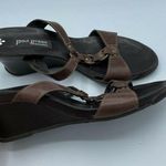 Paul Green Brown Open Toe Wedge Heel Leather 6.5 Y2K Photo 7
