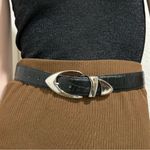 Christian Dior Vintage Black Leather Silver Buckle Western Belt Women’s Size S/M Photo 1