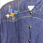 Vintage Western Country Cowgirl 80s Y2K Denim Shirt Jean Dress Gold Denim Retro Size XL Photo 3