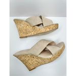 Charles David  Wedge Sandals Womens Size 12 Tan Crisscross Slip On Heels Photo 5