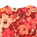 Lands' End  Floral Cardigan Sweater Maroon Pink XL Photo 3