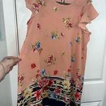 DVDN Floral Print Short Butterfly Cape Sleeve Knee Length Striped Dress Size XL Photo 0