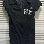 Charades Black/White Graphic Zip Up Collar Dress Size M/L "Rehab Reject" Black Size M Photo 0