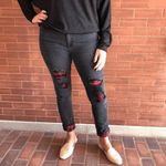 Judy Blue Black Destroyed Buffalo Plaid Patch Skinny Jeans 7/28 Photo 8