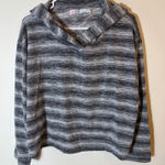FP Beach  Free‎ People Striped Hooded Pullover Black Gray Size Large Photo 0