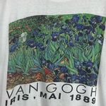 Vintage 90s Van Gogh Irises Painting Single Stitch Tee Tshirt Graphic Art L/XL White Photo 3