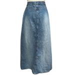 Gap Vintage Y2K Long Rivet Jean Skirt 10 Blue Light Wash Denim Boho Western Photo 3