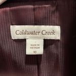 Coldwater Creek Maroon Velvet Single Breasted Long Sleeve Blazer Jacket Size 14 Photo 3