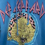 H&M  Def Leopard Graphic Hoodie Light Blue pink Band Tee casual wear 80s Rocker Photo 5