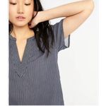 Old Navy Old‎ Navy Women's Large Blue White Striped Shirt V-neck Loose Fit Rayon Photo 1