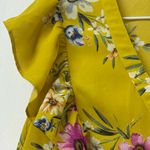DR2 Yellow Floral Blouse with Purple Accents Size M Photo 13