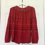 Garnet Hill Burnt Orange Rust Embroidered Knit Boho Top 3/4 Sleeve Size Medium Photo 7