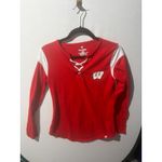 Fanatics  Wisconsin Badgers Red White Lace Up Long Sleeve Shirt Womens Medium Photo 2
