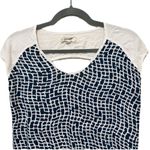 Anthropologie Porridge by  Geometric Print V-Neck Top Blue Cut Out Back S Photo 6