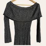 Keepsake  The Label Black Metallic Off Shoulder Knit Long Sleeve Dress S Photo 10