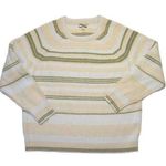 J.Crew NWT Cashmere Ribbed Crewneck Sweatshirt in Pearl Oyster Ash Stripe L Photo 0