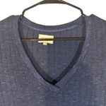 Deletta  Navy Blue Slit Sides Ribbed Long Sleeve Knit Tunic Sweater Women Sz S Photo 2