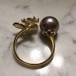 Boutique AAA 10.5mm Custom Made Genuine Pearl Clover Ring Photo 9