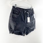 Good American High Waisted Distressed Bombshell Jean Shorts Black 10 / 30 Photo 3