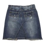 Mudd Vintage 90s Y2K  Denim Jean‎ Mini Skirt Size 13 Raw Hem Fading Photo 1