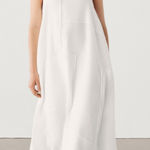 Massimo Dutti NWT Linen Blend White Asymmetric Midi Dress Strappy Size M/L Photo 0