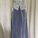 Patra Evening Gown 14 Silver Metallic Halter Top Chiffon Skirt Formal Dress USA Photo 0