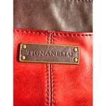 Burgundy & Red Tignanello Crossbody Purse Genuine Leather Trim 9"x8" Photo 8