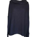 Free People Juicy Tunic Top Long Sleeve Black Waffle Knit Split Open Back Small Photo 0