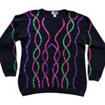 Vintage Sheridan Square Sequin Sweater Silk Angora Holiday Women's Size Large Black Photo 0