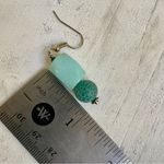 Blue Amazonite and crackle glass silver plated necklace and earrings set Photo 6