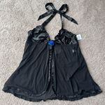 Frederick's of Hollywood NWT  black lingerie babydoll slip with rose detail - L Photo 0