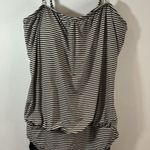 Garnet Hill Blouson Side Rouched Black & White Swimsuit Size 14 Elastic Waist Photo 0