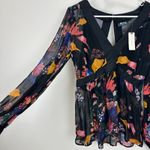 Anthropologie Maeve Floral Chiffon Blouse Open Back Tunic Cottagecore US 4 NWT Photo 6