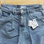 ZARA Slouchy Denim Cuffed Frayed Jeans in Light Blue Wash - Size 4, NWT, Baggy Photo 5