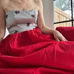 Vintage 90s Formal Dress Full Length Ball gown Size 4 Modern Red Prom Photo 4