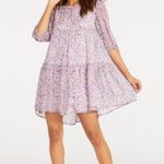 BB Dakota Steve Madden Free Spirit Floral Shift Dress Loose Fit Puff Sleeves S Black Photo 0