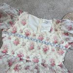 JessaKae Women’s Amelia Dress Sweatheart Neck Puff Sleeve in Cream Floral 1X Pink Photo 12