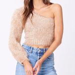Saltwater Luxe NEW Women’s Ronan Sweater One Shoulder in Gold Shimmer Approx XS Photo 0