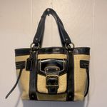 Coach  woven tote with black leather Photo 0