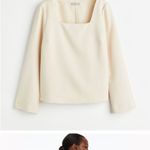 H&M cream double lined square neck wide sleeve crepe blouse Photo 1
