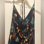 Forever 21  F21 Navy Blue Tropical Floral Bird of Paradise Halter Jumpsuit - S Photo 7