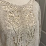 Democracy Boho Crochet Lace Tie Front Top & Lining Tank Cream Peasant‎ Festival Small Photo 1