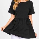 Women’s Black Elbow Sleeve Peplum Top 2XL Size 2X Photo 0