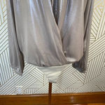 Michelle Mason  Metallic Draped Lame Thong Bodysuit Silver XS Party‎ Night Out Photo 4